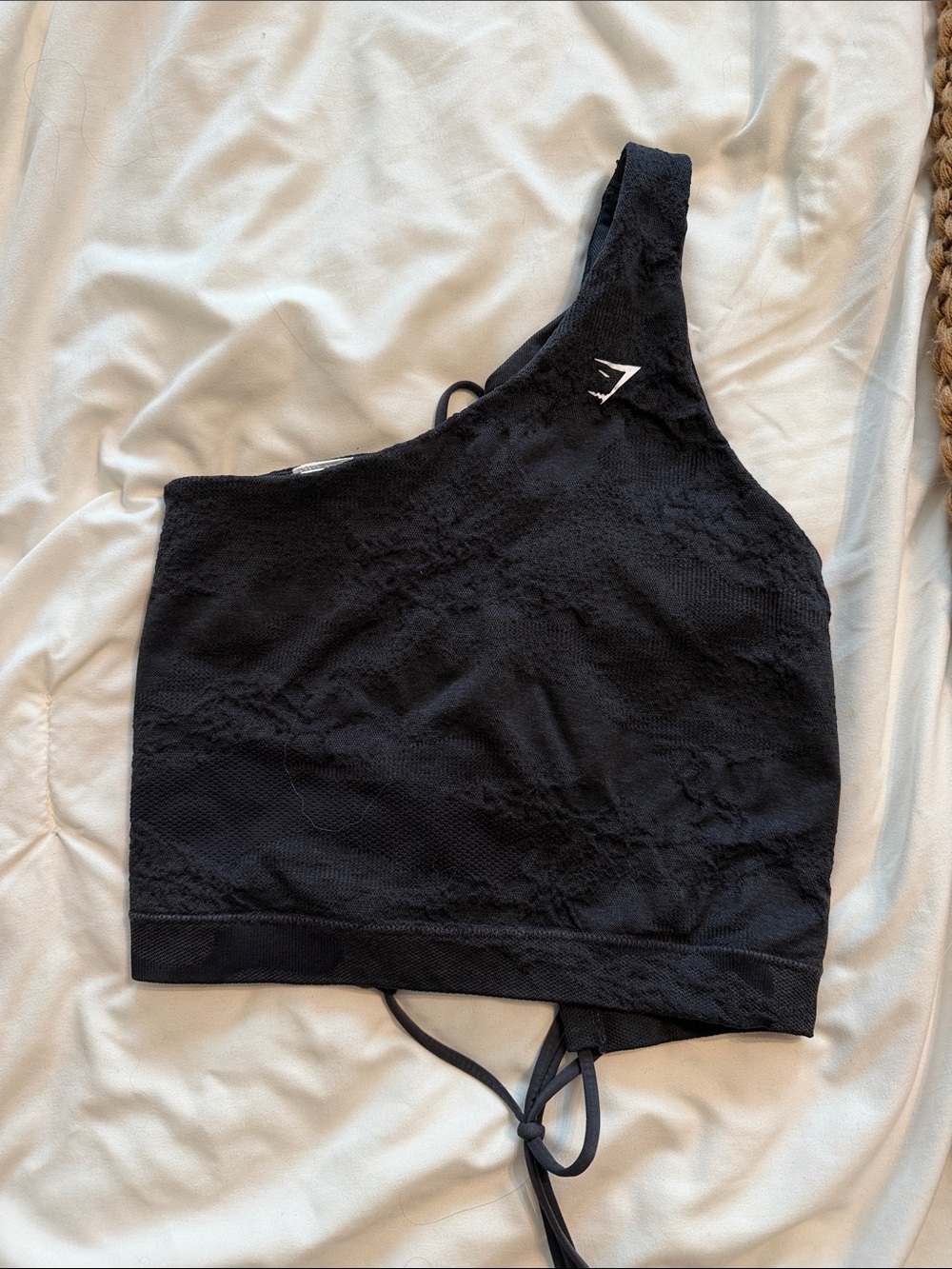 Gymshark Asymmetric One-Shoulder Black Sports Crop